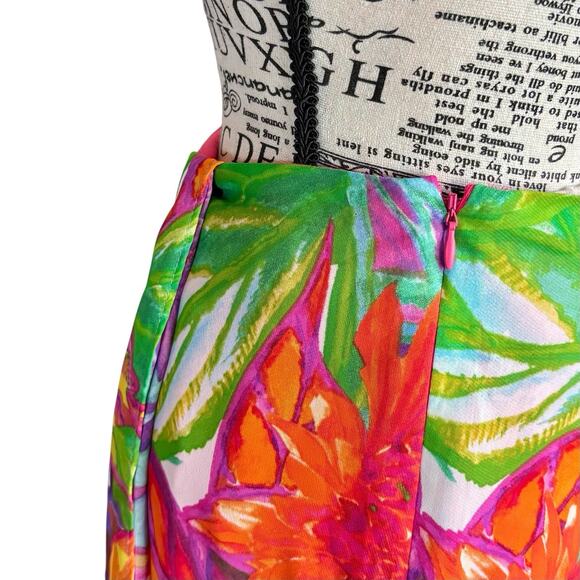 Ralph Lauren Size 6 Colorful Floral Asymmetrical Midi Skirt Tropical Vacation - Picture 4 of 6
